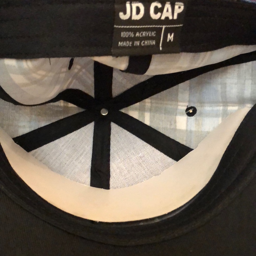 JD FITTED CAP black w/ NY BLUE/white plaid S & Med - Picture 5 of 8